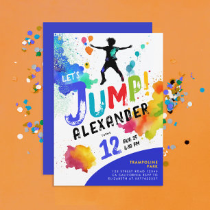 Invitación Fiesta de salto en trampolín divertida y colorida