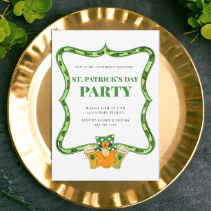 Invitación Fiesta de San Patricio con leopardo elegante / Due