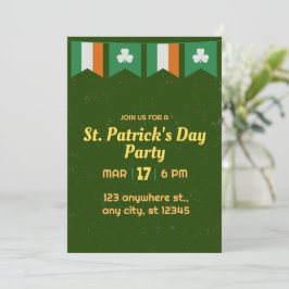 Invitación Fiesta de San Patricio con Tréboles Verdes