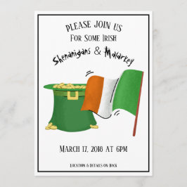 Invitación Fiesta de San Patricio invitando a la cacerola de 