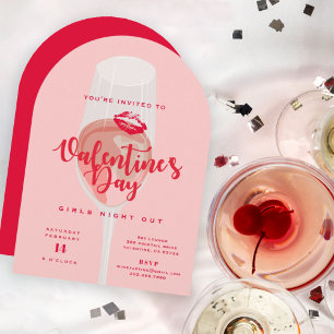Invitación Fiesta de San Valentín acuarela Rosé rosado