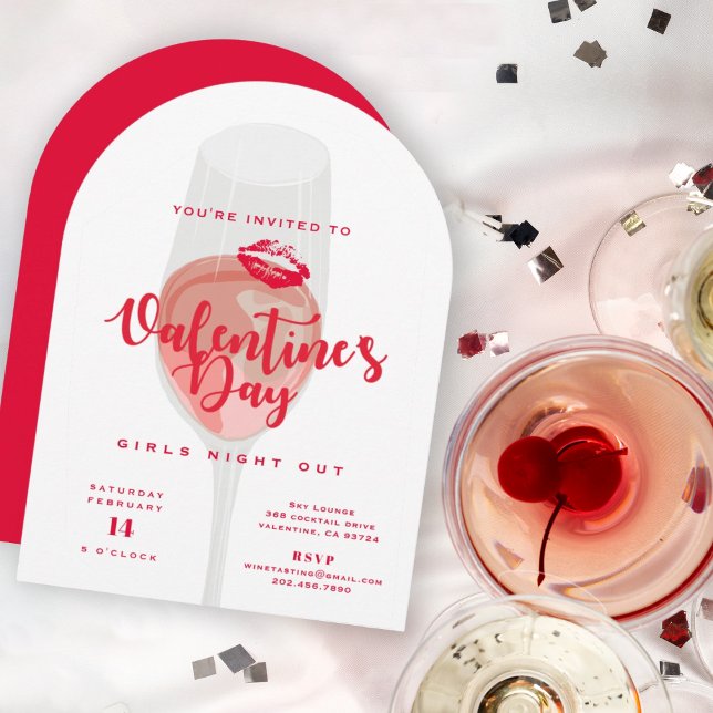Invitación Fiesta de San Valentín acuarela Rosé rosado (Subido por el creador)