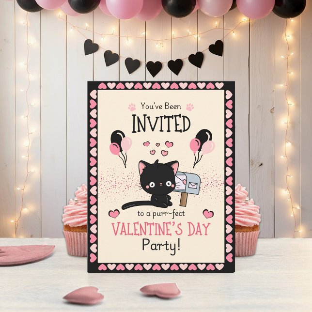 Invitación Fiesta de San Valentín adorable con corazones rosa (Subido por el creador)