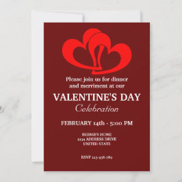 INVITACIÓN FIESTA DE SAN VALENTÍN CON CORAZÓN DE PAREJA ROJA
