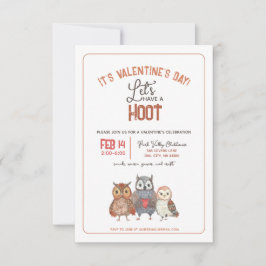 Invitación Fiesta de San Valentín con tema de búho