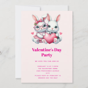 Invitación Fiesta de San Valentín de conejitos lindos compart