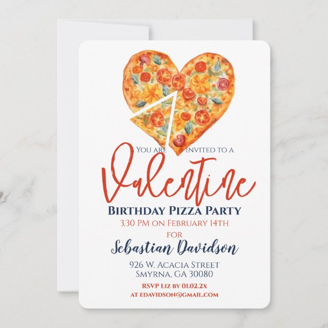 Invitación Fiesta de San Valentín de cumpleaños (Anverso)