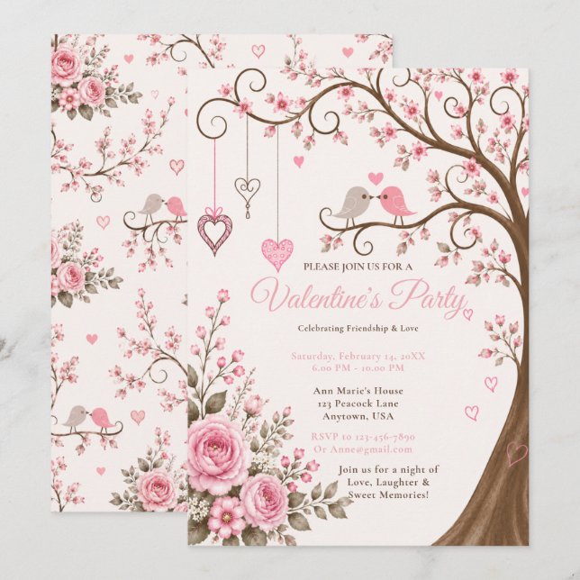 Invitación Fiesta de San Valentín de Floración (Anverso / Reverso)