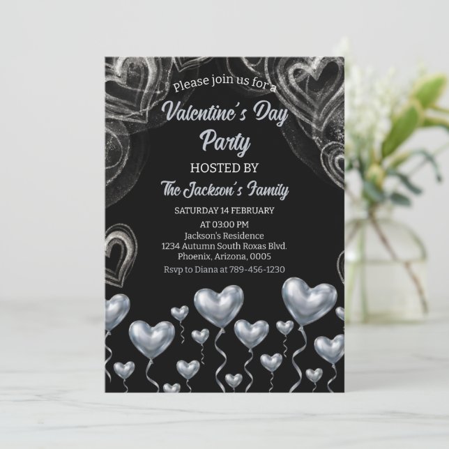 Invitación Fiesta de San Valentín de SilverHearts (Anverso de pie)