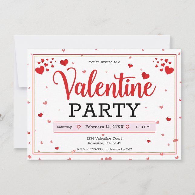 Invitación Fiesta de San Valentín El día de San Valentín Cora (Anverso)