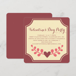 Invitación Fiesta de San Valentín florece el corazón Art Deco