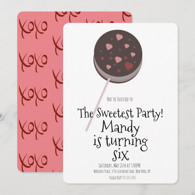 Invitación Fiesta de San Valentín Galletas Adorables Corazón  (Anverso / Reverso)