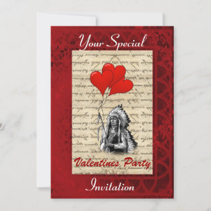 Invitación Fiesta de San Valentín, jefe indio
