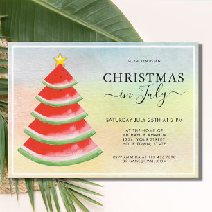 Invitación Fiesta de sandía en Navidad en julio