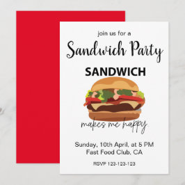 Invitación Fiesta de Sandwich que me hace feliz