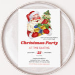 Invitación Fiesta de Santa Navidades Retro Vintage<br><div class="desc">Difunde la alegría de las vacaciones con la invitación imprimible de nuestros Navidades de personalizable,  perfecta para reunir amigos y familia para una celebración festiva. Con diseños elegantes y texto fácil de editar,  esta invitación marca el tono para una temporada navideña alegre. 45SE B</div>