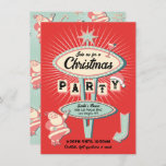 Invitación Fiesta de Santa Navidades Rótulo Mod Retro<br><div class="desc">Fiesta de vacaciones de Navidades audaces y brillantes con fuentes divertidas con un ambiente retro mod. Este es un cartel de estilo Vegas con colores divertidos: rosa, rojo, rojo claro, verde minúsculo, rojo y blanco cremoso, Papá Noel, cóctel martini. ¡Ideal para un fiesta de cócteles, una familia de amigos, un...</div>