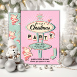 Invitación Fiesta de Santa Navidades Rótulo Mod Retro<br><div class="desc">Fiesta de vacaciones de Navidades audaces y brillantes con fuentes divertidas con un ambiente retro mod. Este es un cartel de estilo Vegas con colores divertidos como rosa, rojo, rojo claro, verde menta y blanco cremoso, Papá Noel, cóctel martini. ¡Ideal para un fiesta de cócteles, una familia de amigos, un...</div>