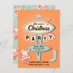 Invitación Fiesta de Santa Navidades Rótulo Mod Retro<br><div class="desc">Fiesta de vacaciones de Navidades audaces y brillantes con fuentes divertidas con un ambiente retro mod. Este es un cartel de estilo Vegas con colores divertidos: rosa, rojo, rojo claro, verde menta, blanco naranja y cremoso, Papá Noel, cóctel martini. ¡Ideal para un fiesta de cócteles, una familia de amigos, un...</div>