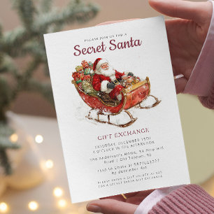 Invitación Fiesta de Santa Sleigh Secret Santa Navidades