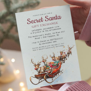 Invitación Fiesta de Santa Sleigh Secret Santa Navidades