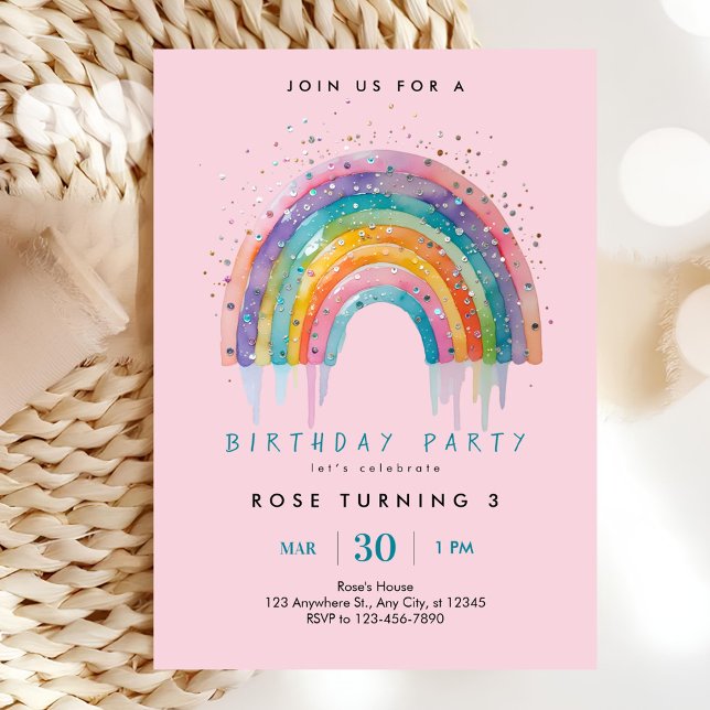 Invitación Fiesta de secuencia de arcoiris (Subido por el creador)
