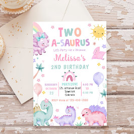 Invitación Fiesta de segundo cumpleaños de Cute Dinosaur Two-