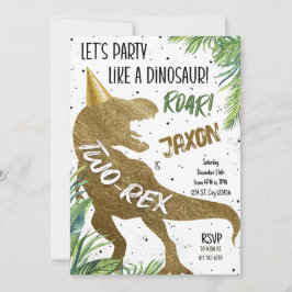 Invitación Fiesta de Segundo Cumpleaños de los Dinosaurios To