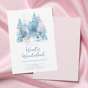 Invitación Fiesta de segundo cumpleaños de Pink Woodland Wint