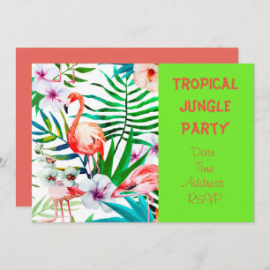 Invitación Fiesta de selva tropical con flamingo