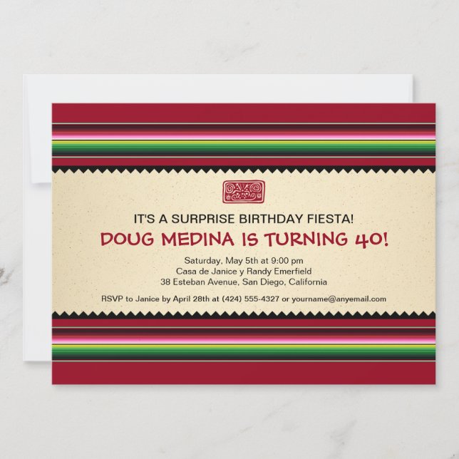 Invitación Fiesta de serape mexicano - Horizontal (Anverso)