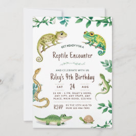 Invitación Fiesta de serpientes de cumpleaños reptiles invita