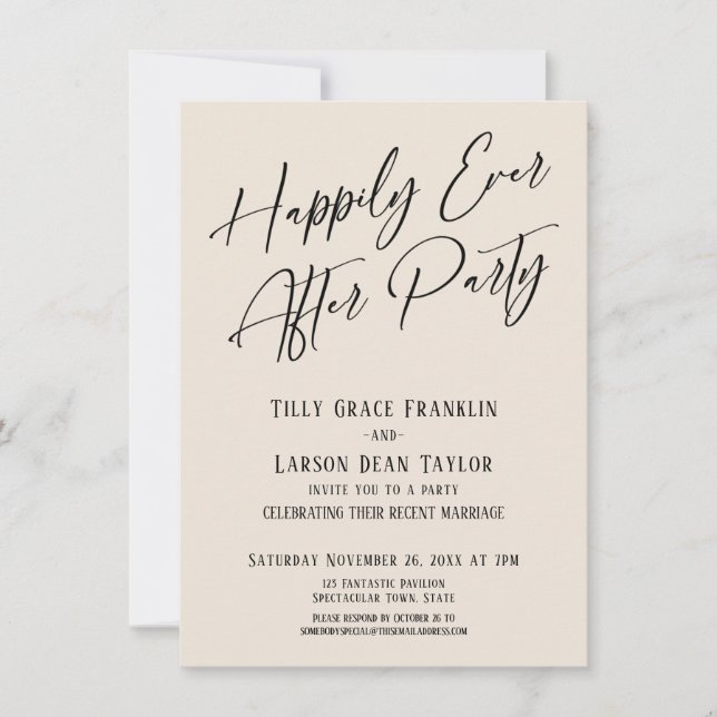 Invitación Fiesta de Siempre Después Elegante Tipografía Crem (Anverso)