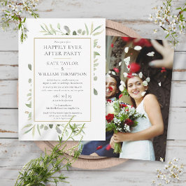 Invitación Fiesta de Siempre Felices Decoración Verde de Boda