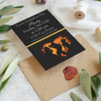 Invitación fiesta de silueta chica invito al fuego con Reliev