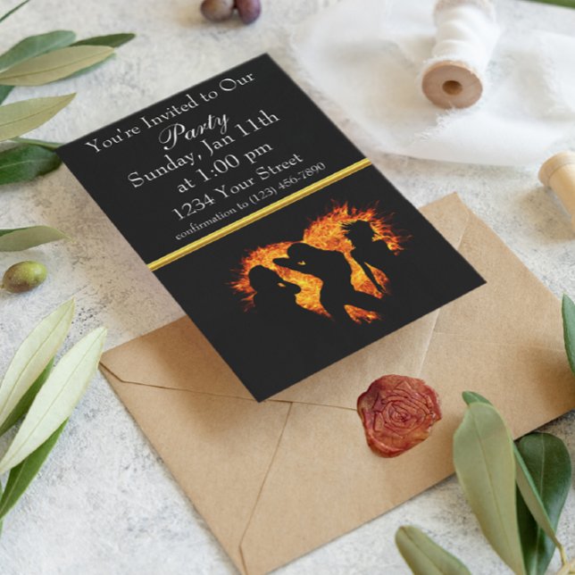 Invitación fiesta de silueta chica invito al fuego con Reliev (Subido por el creador)