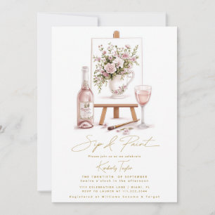 Invitación Fiesta de Sip y Paint Bridal Shower
