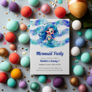 Invitación Fiesta de sirena azul