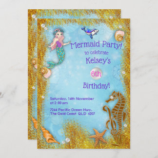 Invitación Fiesta de Sirena bajo el Océano de Fantasía