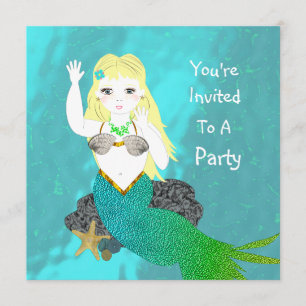 Invitación Fiesta de sirena de baño