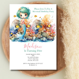 Invitación Fiesta de Sirena Tendencia Popular Cumpleaños Niña