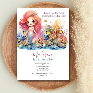 Invitación Fiesta de Sirena Tendencia Popular Cumpleaños Niña