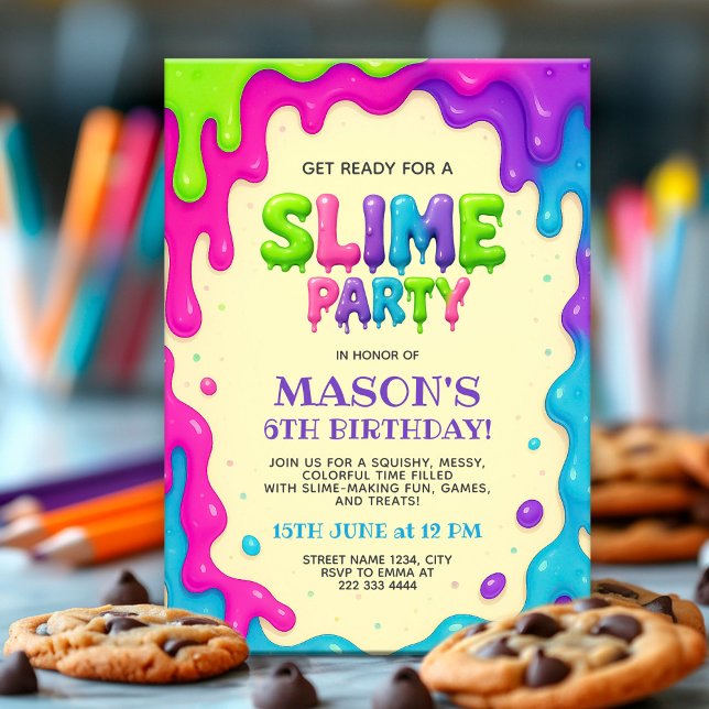 Invitación Fiesta de Slime colorido | Cumpleaños de Niños Edi (Subido por el creador)