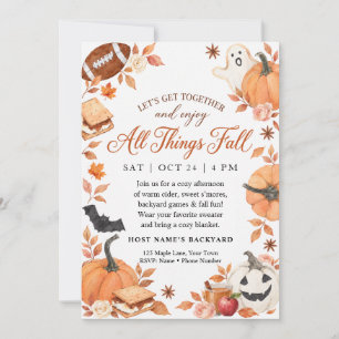 Invitación Fiesta de S'mores de Calabaza de Todas las Cosas q