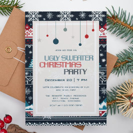 Invitación Fiesta de Snowflakes con Navidades suéteres feos
