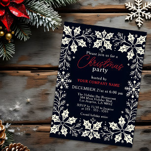 Invitación Fiesta de Snowflakes y Navidades Holly Corporate
