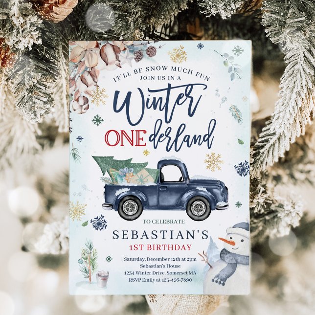Invitación Fiesta de Snowman, camionero de invierno de la mar (Subido por el creador)