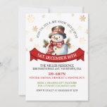 Invitación Fiesta de Snowman Gold Snowflakes Navidades<br><div class="desc">Invitación a la fiesta de Navidades de Snowman Gold.</div>