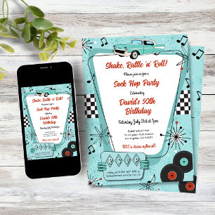 Invitación Fiesta de Sock Hop de los 50