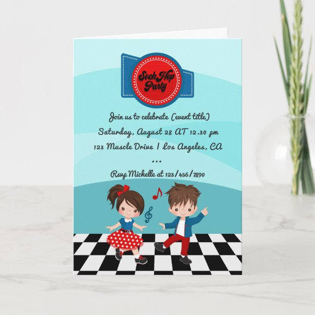 Invitación Fiesta de Sock Hop del 4 de julio (Anverso)